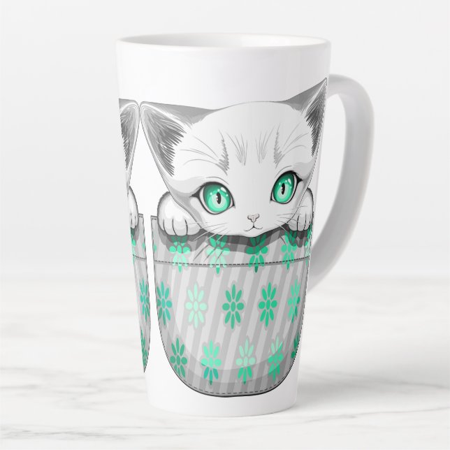 Tasse Latte Cute de chat et pointe joueuse à partir d'une poch (Angle droit)