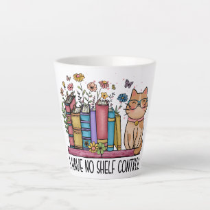 Tasse Latte Cute Floral Livres et Chat
