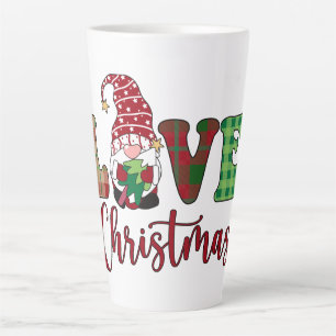 Tasse Latte Cute Gnome Love Christmas Buffalo Plaid