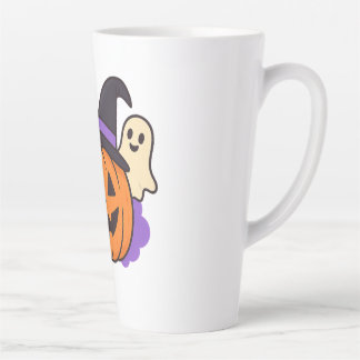 Tasse Latte Cute Halloween Pumpkin with Witch Hat – Ghost & Ba