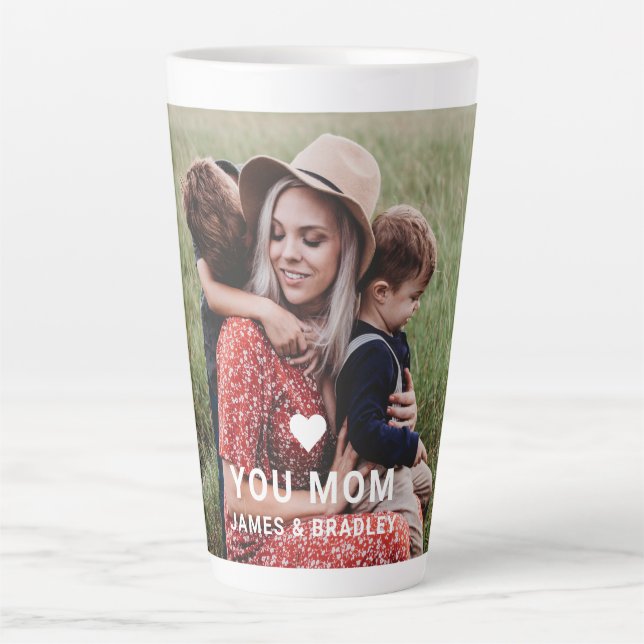 Tasse Latte Cute Heart Love You Maman Fête des Mères Photo (Devant)