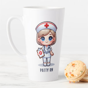 Tasse Latte Cute Manga Nurse avec cheveux blond bleu yeux Pers