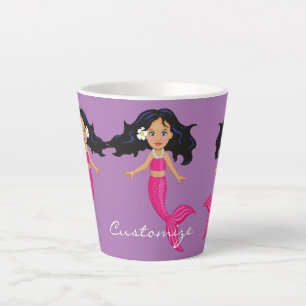 Tasse Latte Cute Mermaid à queue rose Thunder_Cove
