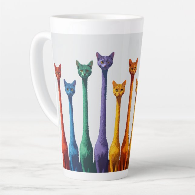 Tasse Latte Cute mid century modern colorful retro cat  (Angle gauche)
