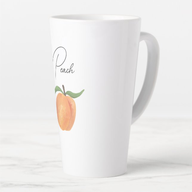 Tasse Latte Cute Painted Peach Fruit Illustration  (Angle droit)