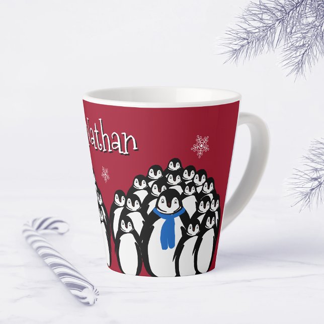 Tasse Latte Cute Penguin Personnalisé (Créateur téléchargé)