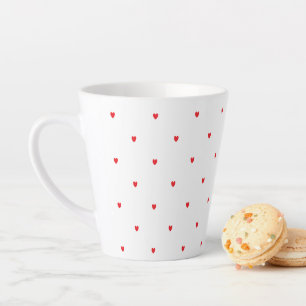 Tasse Latte Cute Red Doodle Hearts White Classy Elegant 2021