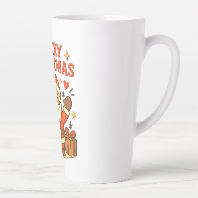 Tasse Latte  Cute Santa Claus Christmas Art –  Merry Christmas (Droite)