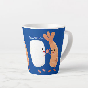 Tasse Latte Cute sushi riz crevettes amis dessin animé