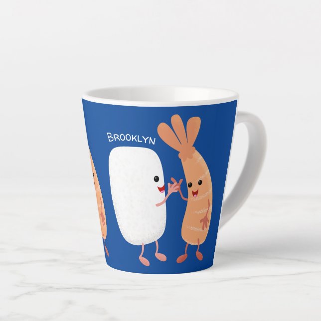 Tasse Latte Cute sushi riz crevettes amis dessin animé (Angle droit)