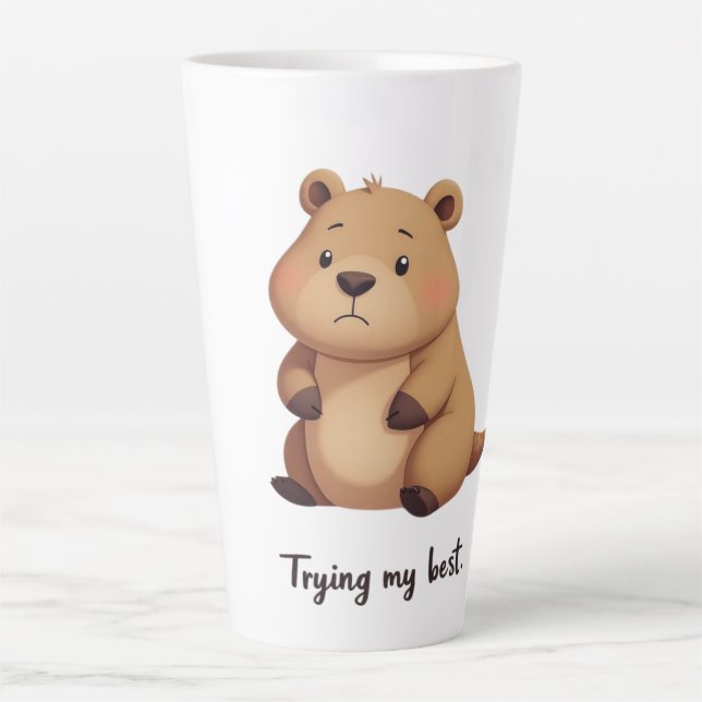 Tasse Latte Cute tired capybara (Devant)