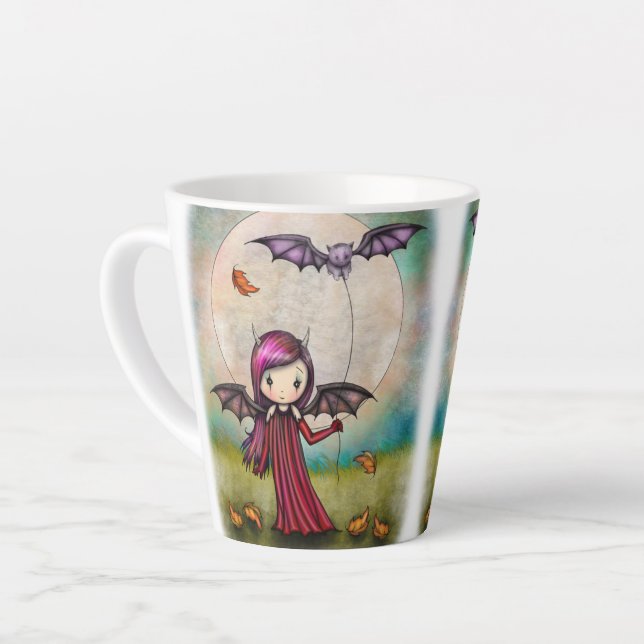 Tasse Latte Cute Vampire d'Halloween et chat volant (Angle gauche)