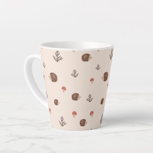 Tasse Latte Cute Woodland Hérisson et Motif de champignons (Angle gauche)