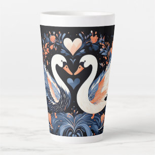 Tasse Latte Cygnes élégants par des motifs floraux ornés