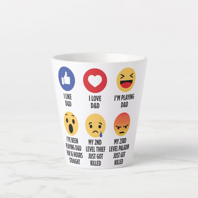 Tasse Latte D&D Emojis (Devant)