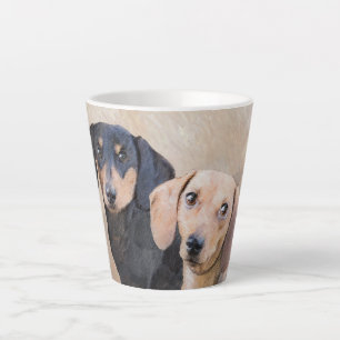 Tasse Latte Dachshund (Smooth) Peinture - Art Chien original