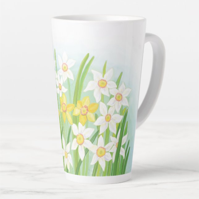 Tasse Latte Daffodiques de printemps (Angle droit)