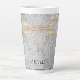 Tasse Latte Damas de libellule d'or