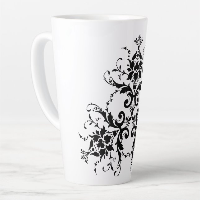 Tasse Latte damas-fleurs-fleurs-fleurs-florales (Angle gauche)