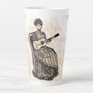 Tasse Latte Dame avec guitare