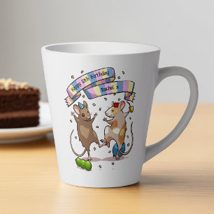 Tasse Latte Dancing Mice Nom et âge Bonne fête d'anniversaire
