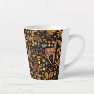 Tasse Latte Dans les bois / Cerf d'automne sur noir