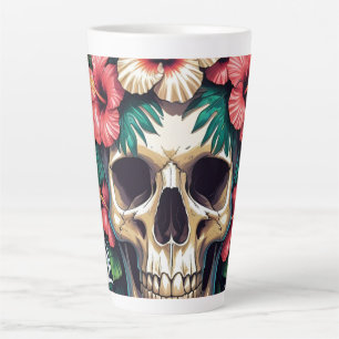 Tasse Latte Décay tropicale : Fleur et os