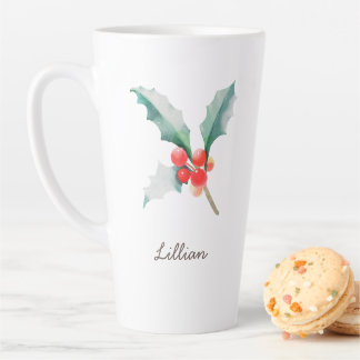 Tasse Latte Décembre Mois de naissance Flower Holly