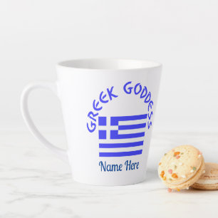 Tasse Latte Déesse grecque et drapeau de la Grèce