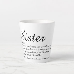 Tasse Latte Définition de la Meilleure Sœur au Monde Écriture