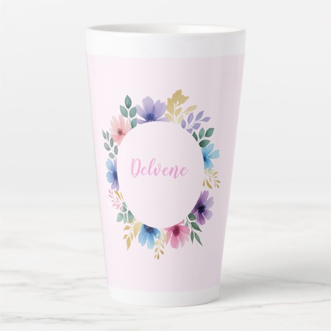 Tasse Latte Délicate couronne florale (Devant)