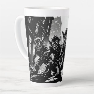 Tasse Latte Démons Gobelins Ville Abandonnée BW Style Comic Ré