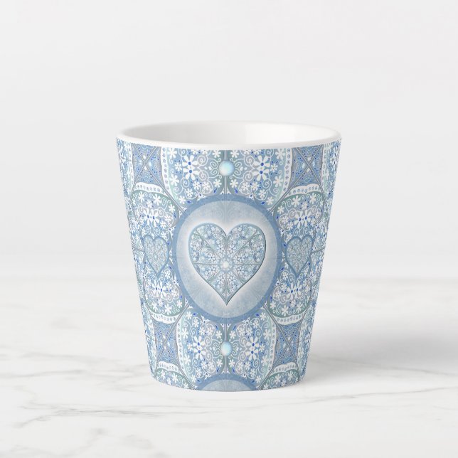 Tasse Latte Dentelle en céramique bleu clair (Devant)