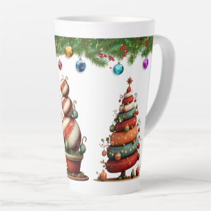 Tasse Latte Des arbres topiaires de Noël fantaisistes