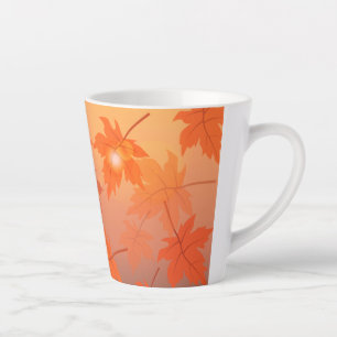 Tasse Latte Design d'automne avec feuilles d'érable et effet b