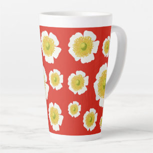 Tasse Latte Design de pavot blanc sur tôle