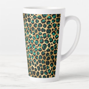 Tasse Latte Design turquoise et Gold Leopard Series 14