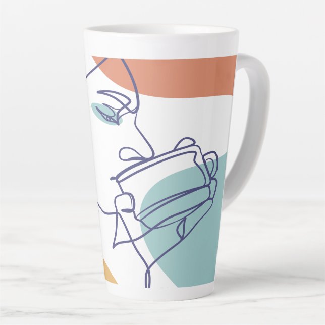 Tasse Latte dessin d'art affiche d'une femme buvant du café (Angle droit)