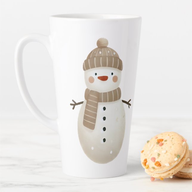 Tasse Latte Dessin de bonhomme de neige mignon Nom Noël (En situation)