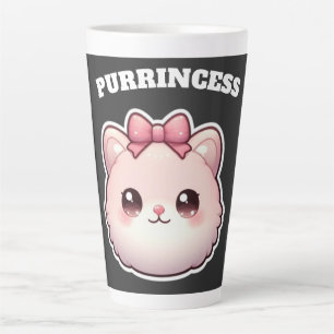 Tasse Latte Dessin de chaton rose mignon de princesse ronronna