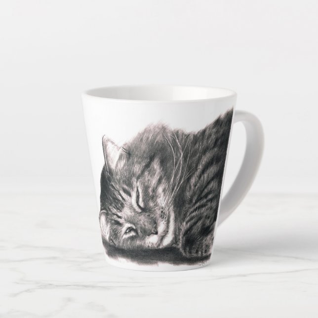 Tasse Latte Dessin de couchage du chat Coon principal (Angle droit)