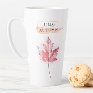 Tasse Latte Dessin élégant et tendance de feuille d'automne