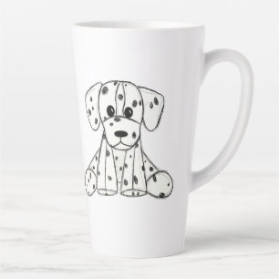 Tasse Latte Dessin simple de contour de chien Dalmatien rembou