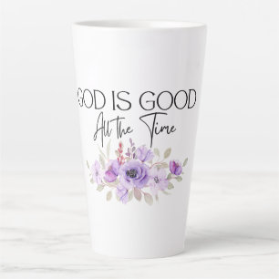 Tasse Latte Dieu est bon tout le temps Citation chrétienne Flo