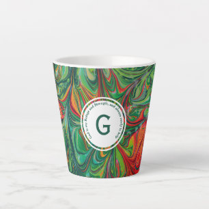 Tasse Latte DIEU RÉFUGE FORCE Monogramme Abstrait Personnalisé