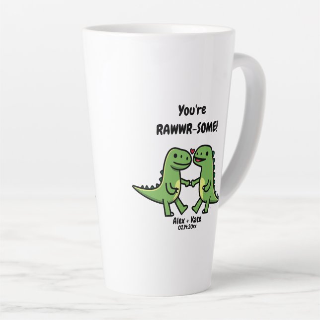 Tasse Latte Dinosaure Valentines (Angle droit)