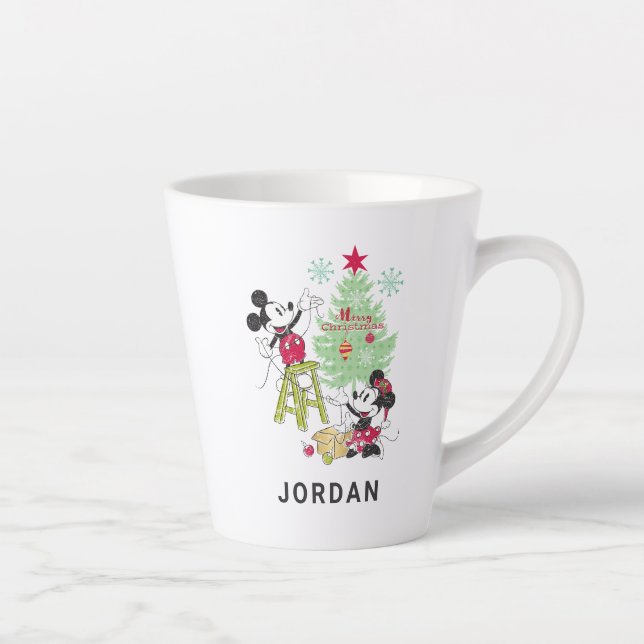 Tasse Latte Disney | Mickey & Minnie | Arbre de Noël classique (Droite)