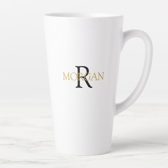 Tasse Latte do-it-yourself Monogramme & Nom, Design simple, No (Droite)