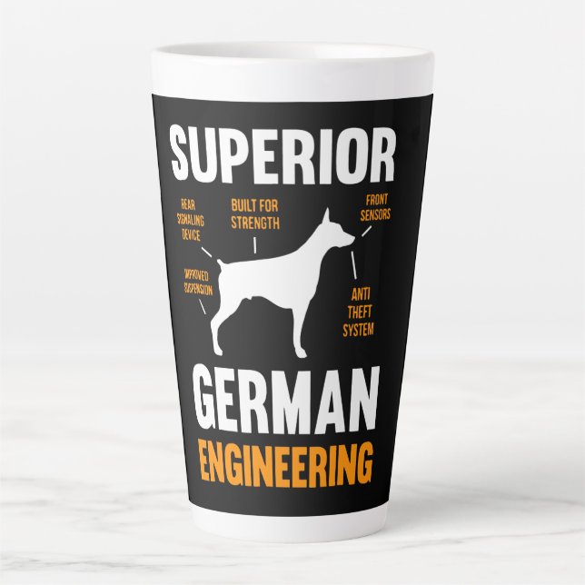 Tasse Latte Doberman Gift| Ingénierie supérieure allemande (Devant)