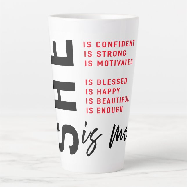 Tasse Latte Donner du pouvoir aux affirmations pour elle (Devant)